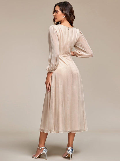 Phoebe Long Sleeve Dress with Twist Knot and Pleated Skirt