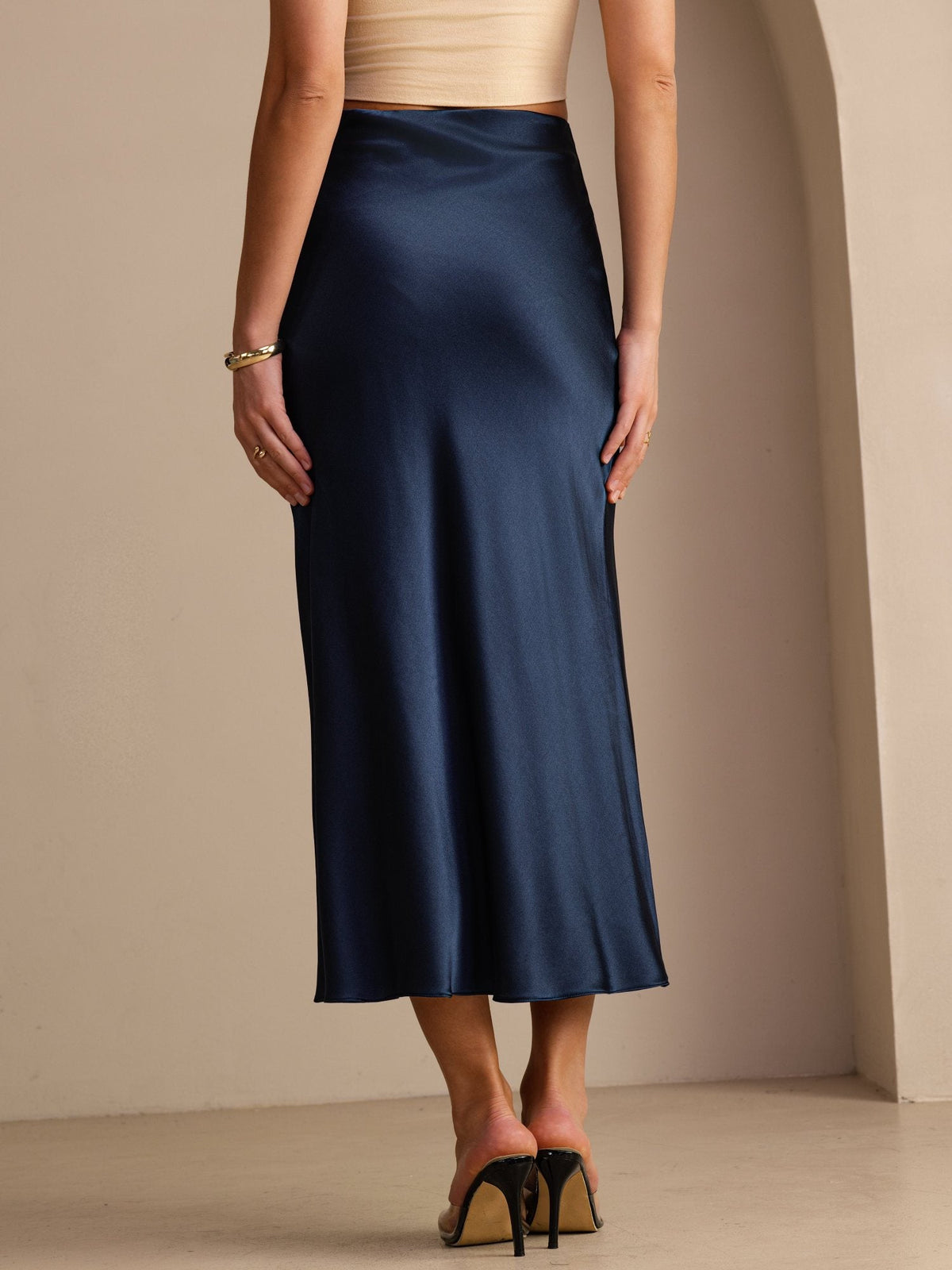 Francesca Silk Skirt with High Waist and Bias Cut