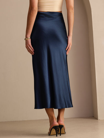 Francesca Silk Skirt with High Waist and Bias Cut
