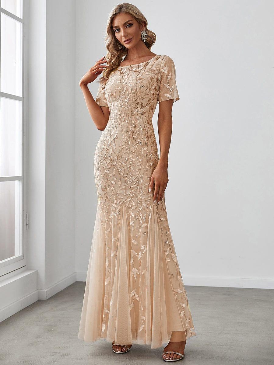 Amalia Sequin Dress with Short Sleeves and Tulle Skirt