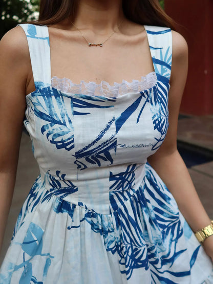 Eloisa Tropical Blue Maxi Dress