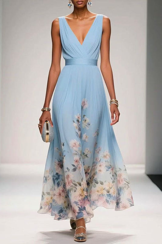 Leah A-Line Tea Length Chiffon Dress
