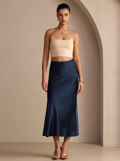 Francesca Silk Skirt with High Waist and Bias Cut
