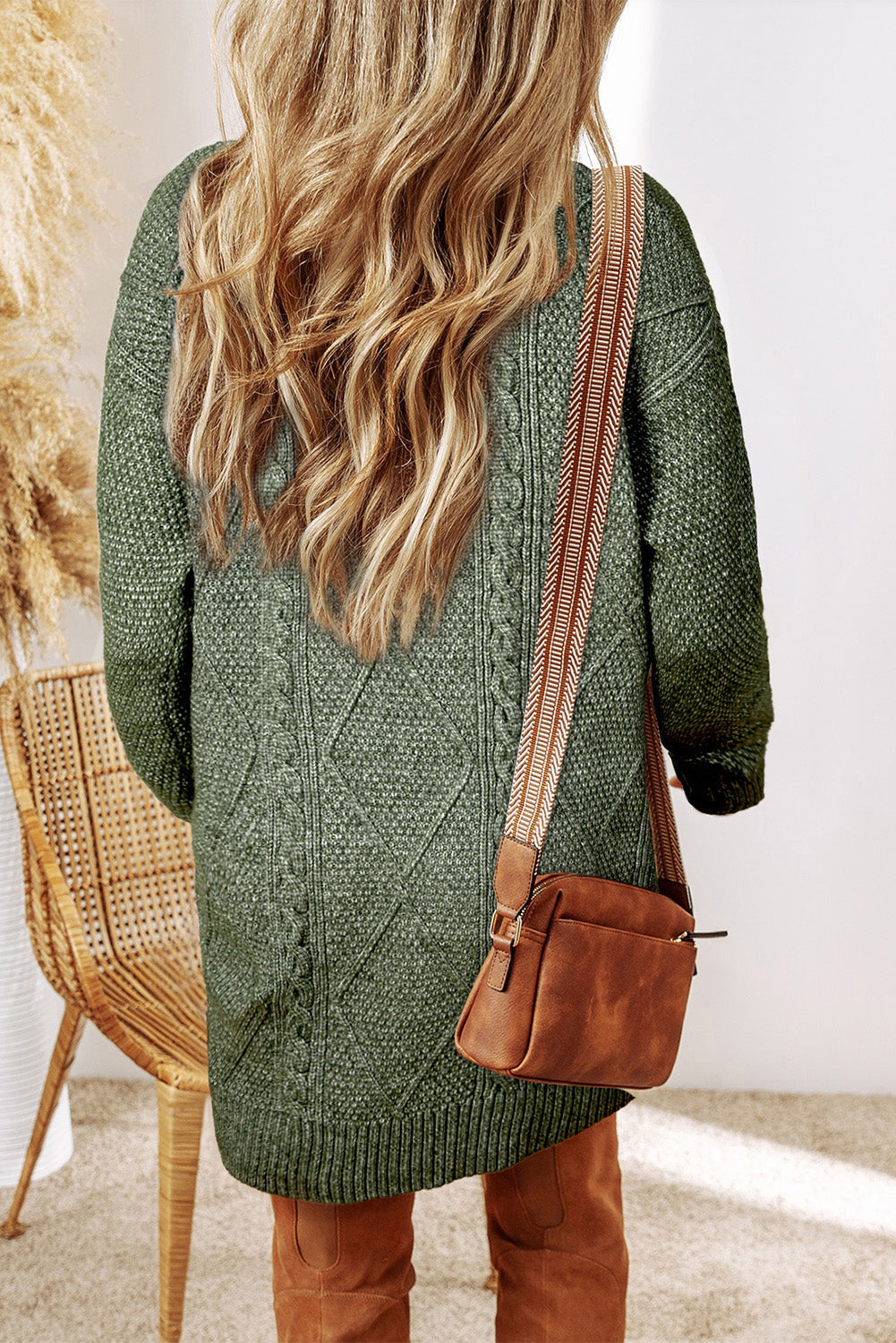 Wilma Sweater Dress with Drop Shoulders and Cable Knit