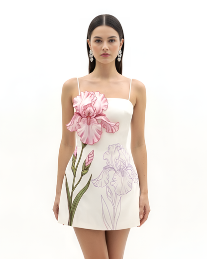 Mairin Appliqué White Mini Dress