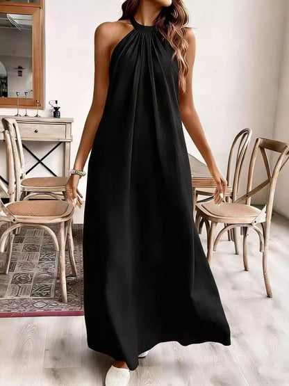 Maia Cream Dress with Halter Neck and Draped Cape Back