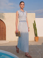 Clarice Skirt with Knit Stripes and Elastic Waist