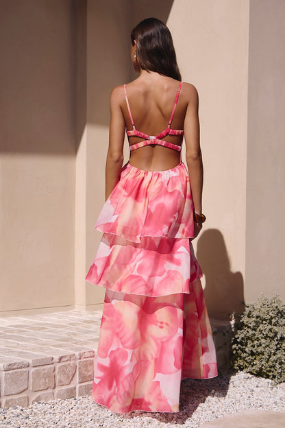 Lilian Satin Maxi Dress in Blush