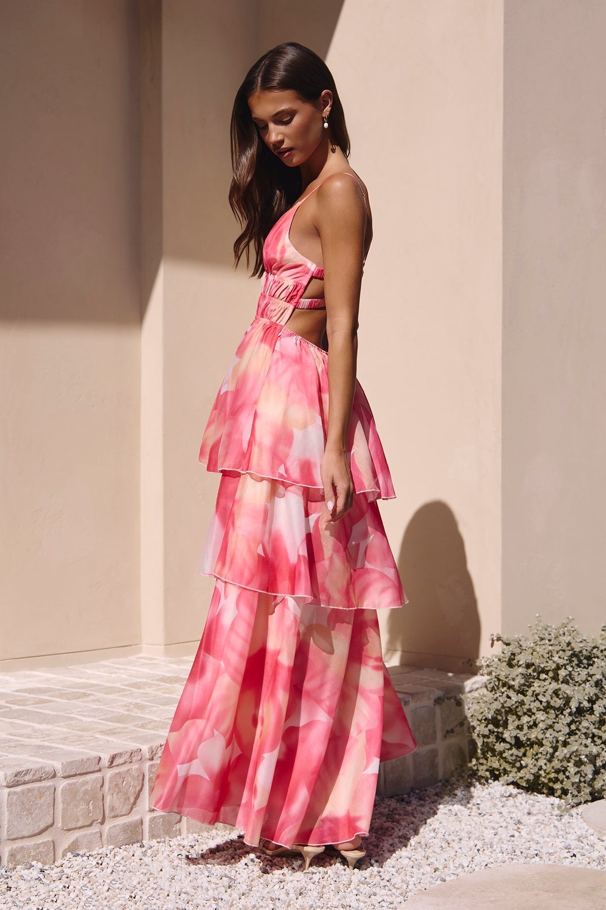 Lilian Satin Maxi Dress in Blush