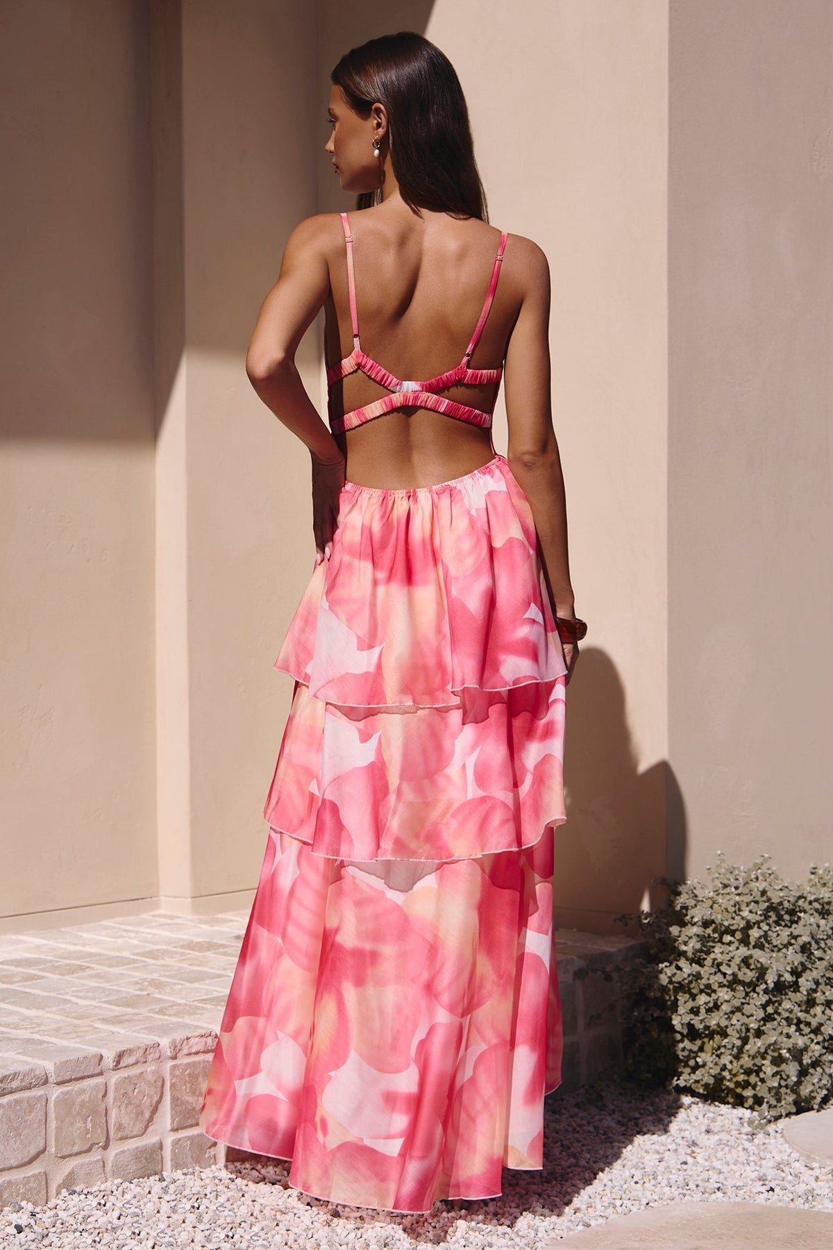 Lilian Satin Maxi Dress in Blush