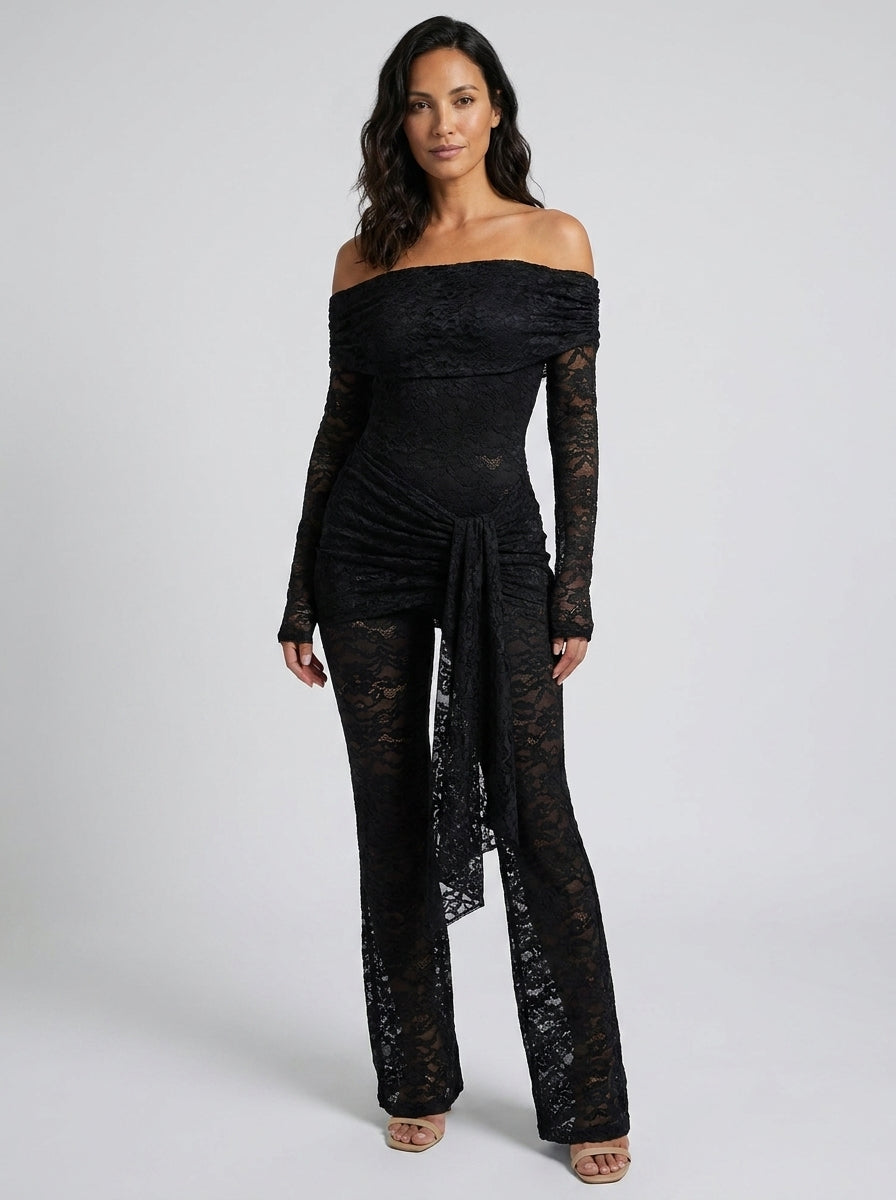 Katy Lace Off-Shoulder Jumpsuit