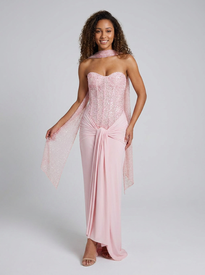 Nathalie Strapless Embellished Gown