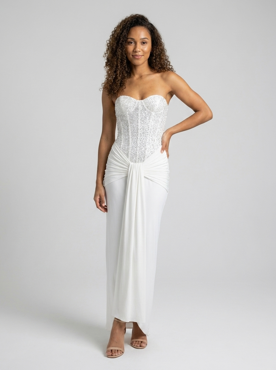 Nathalie Strapless Embellished Gown