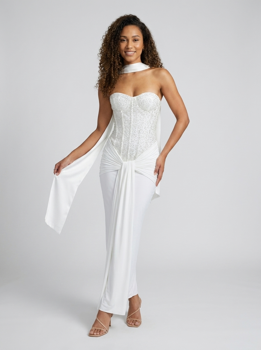 Nathalie Strapless Embellished Gown