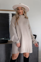 Iris Sweater Dress with Turtleneck and Drop Shoulders