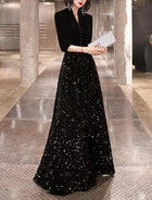Galia Sequin Velvet Sheath Dress