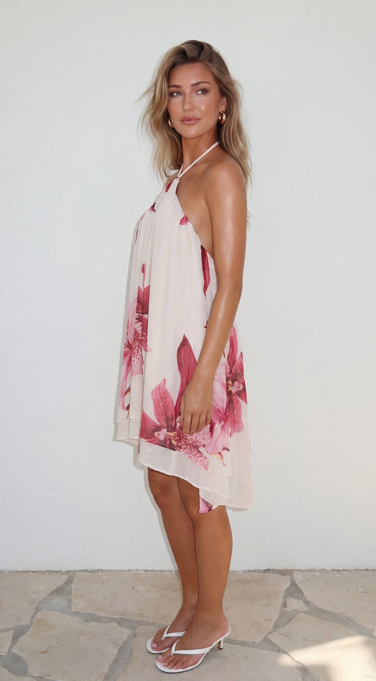 Geraldine Floral Mini Dress in Cream Multi