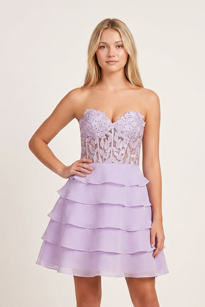 Leslie Tiered Corset Cocktail Dress