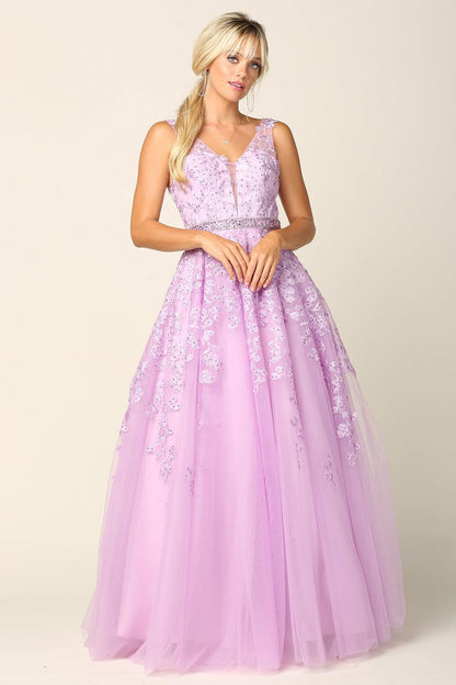 Joelle Formal Gown with Sweetheart Neck and Tulle Skirt
