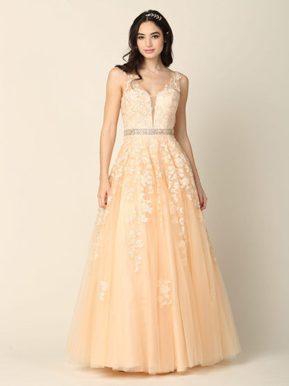 Joelle Formal Gown with Sweetheart Neck and Tulle Skirt