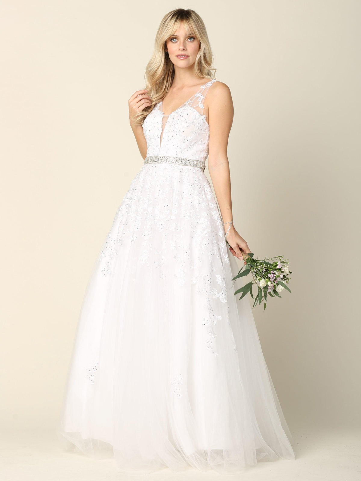 Joelle Formal Gown with Sweetheart Neck and Tulle Skirt