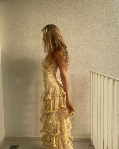 Isabelle Chiffon Strapless Maxi Dress