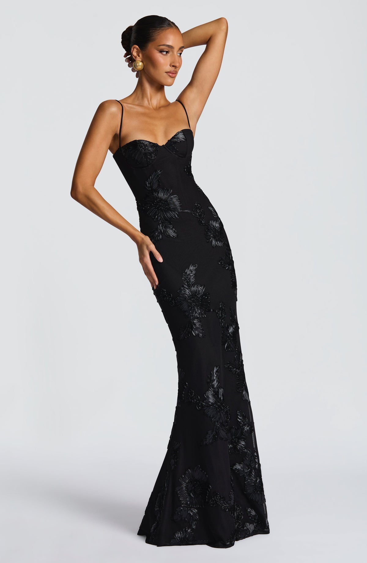 Kerensa Black Dress with Sequin Detail and Mermaid Hem