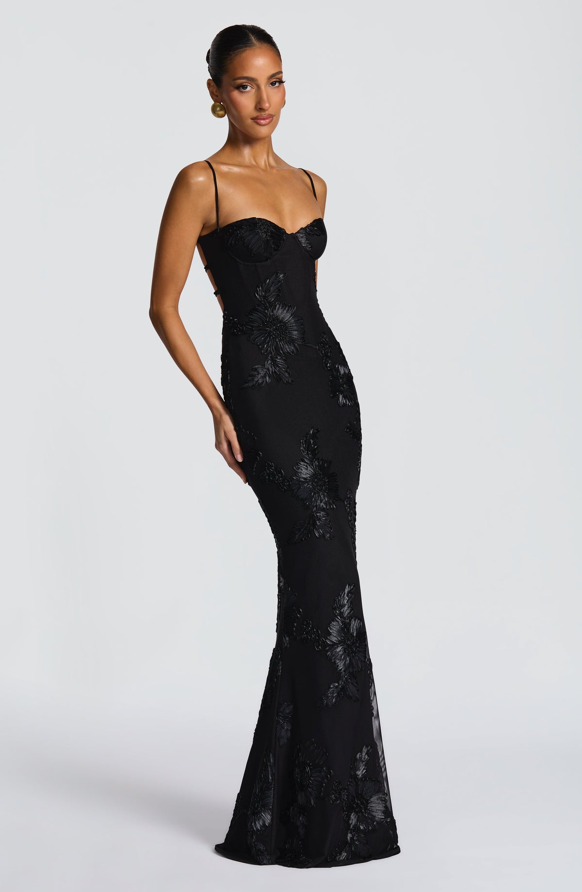 Kerensa Black Dress with Sequin Detail and Mermaid Hem