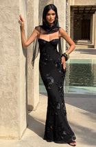 Kerensa Black Dress with Sequin Detail and Mermaid Hem
