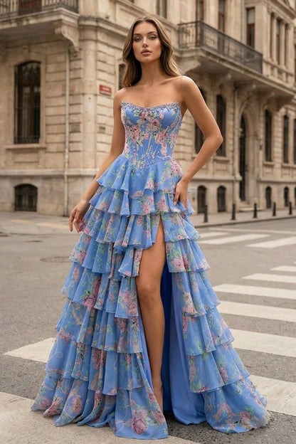 Toni Chiffon Strapless Evening Gown