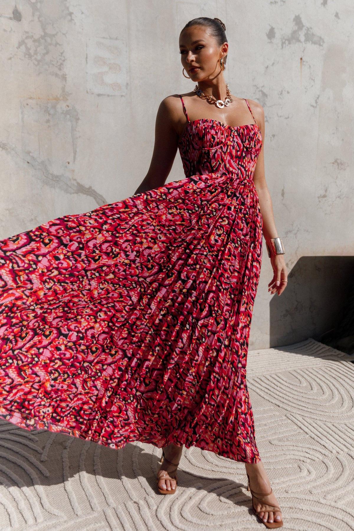 Achanti Pleated Maxi Dress