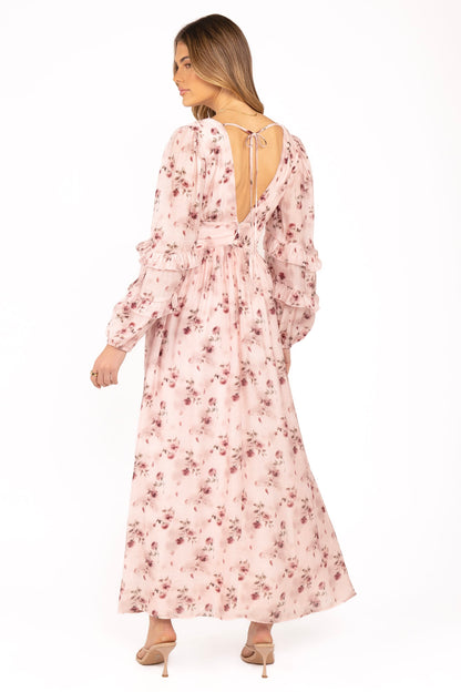 Oona Long Sleeve Dress with Floral Print and Tiered Skirt