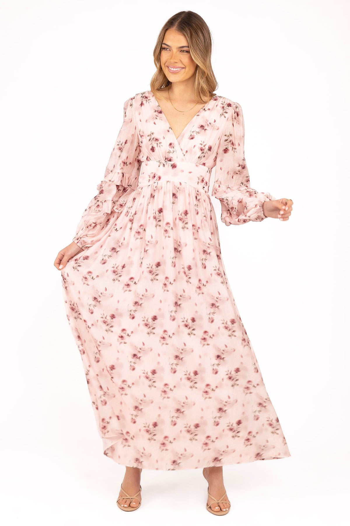 Oona Long Sleeve Dress with Floral Print and Tiered Skirt