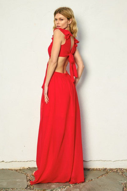 Kelsey Cutout Red Maxi Dress