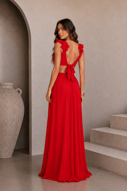 Kelsey Cutout Red Maxi Dress
