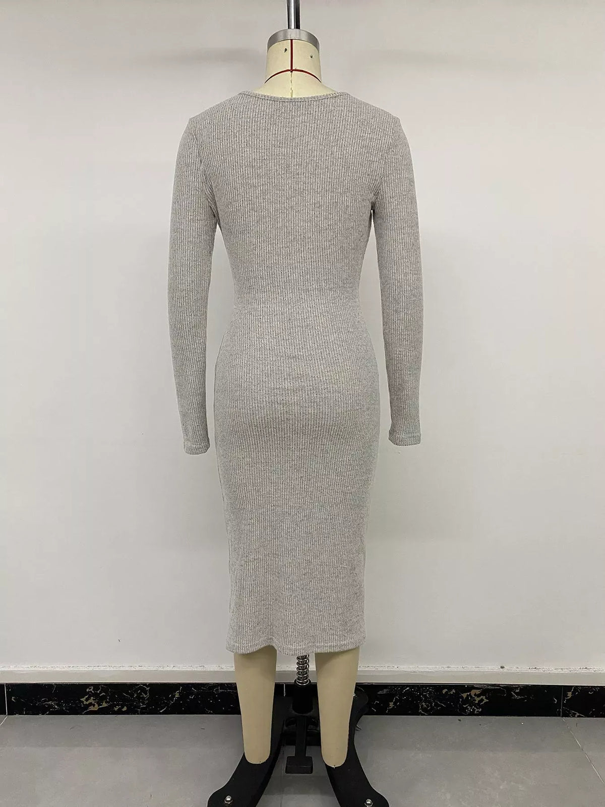 Esme Long Sleeve Dress with Ribbed Knit and Twist Front