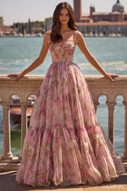Albina Illusion Floral Prom Dress