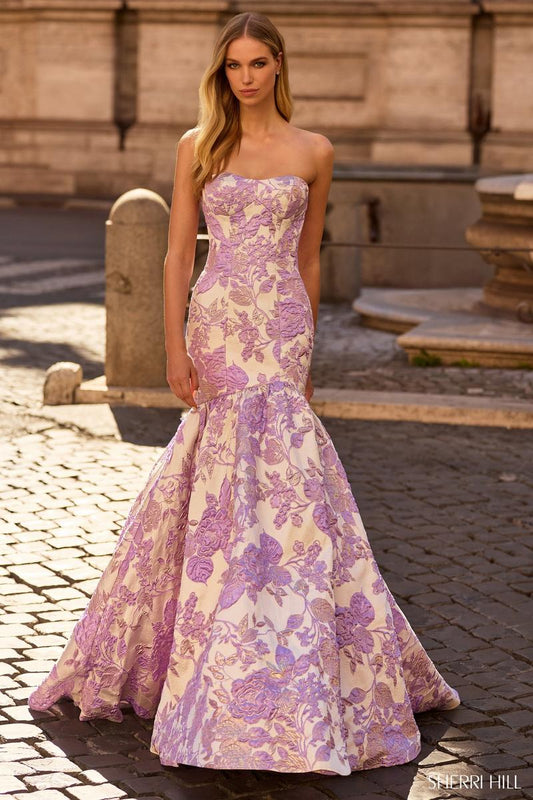 Aliana Floral Brocade Mermaid Evening Gown