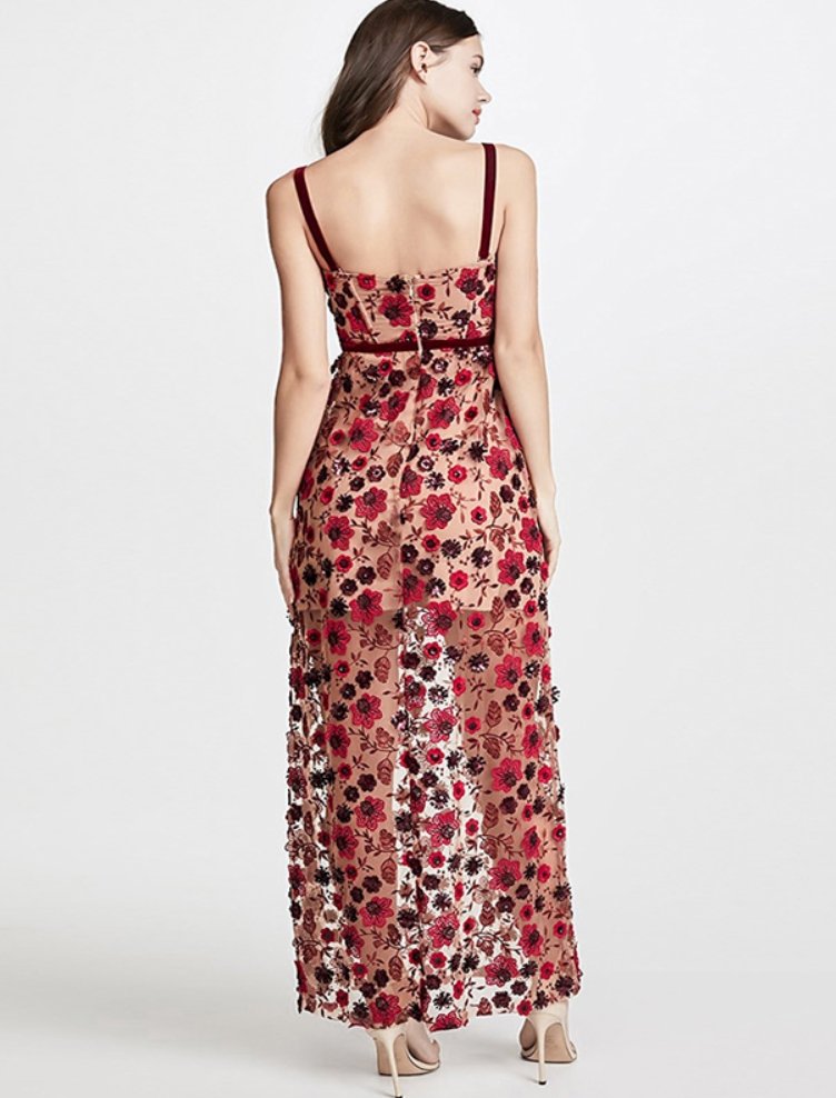 Lucie Red Print Maxi Dress