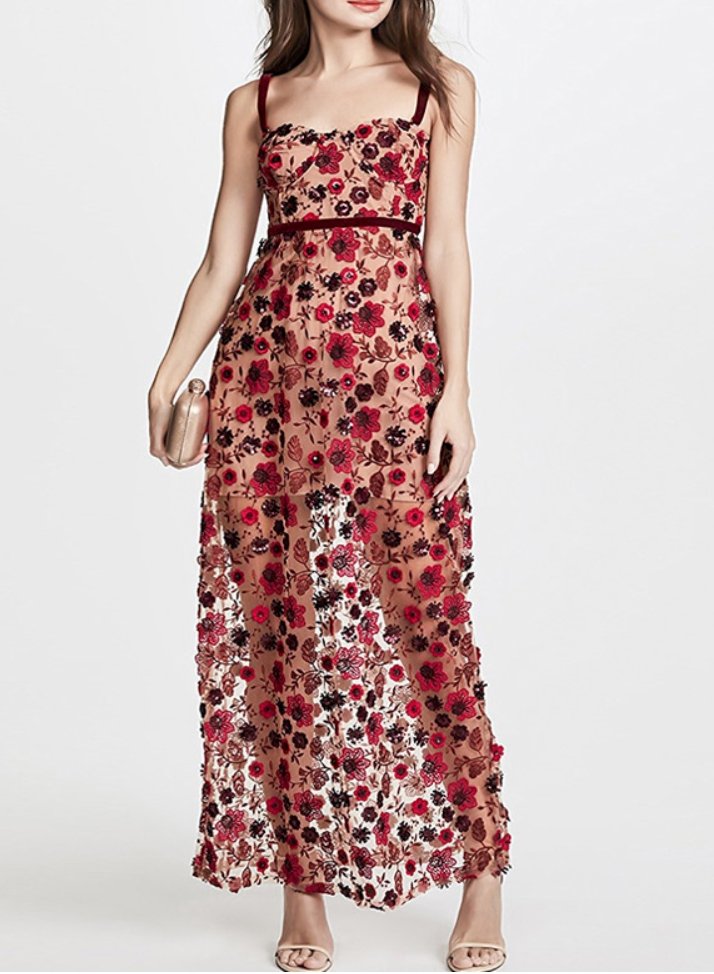 Lucie Red Print Maxi Dress