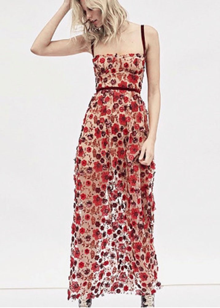 Lucie Red Print Maxi Dress