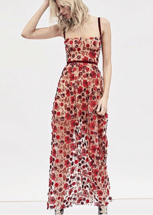 Lucie Red Print Maxi Dress
