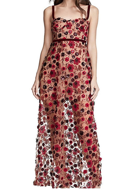 Lucie Red Print Maxi Dress