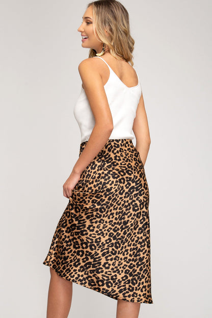 Caroline Skirt with Animal Print and Bias Cut