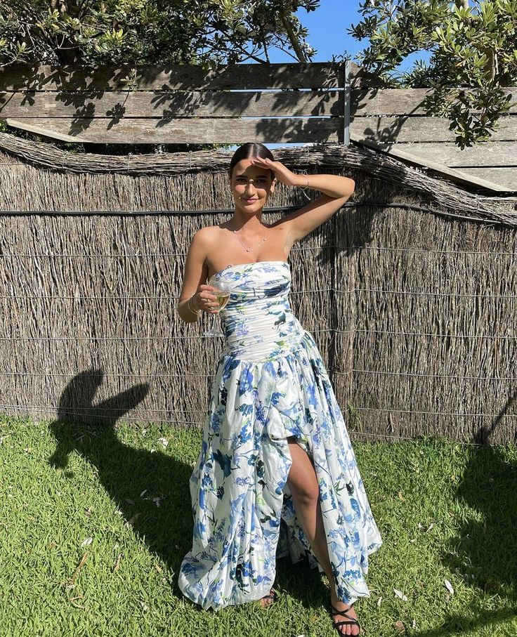 Abigail Floral Print Strapless Evening Gown
