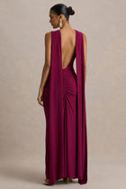 Meredith Burgundy Open Back Maxi Dress