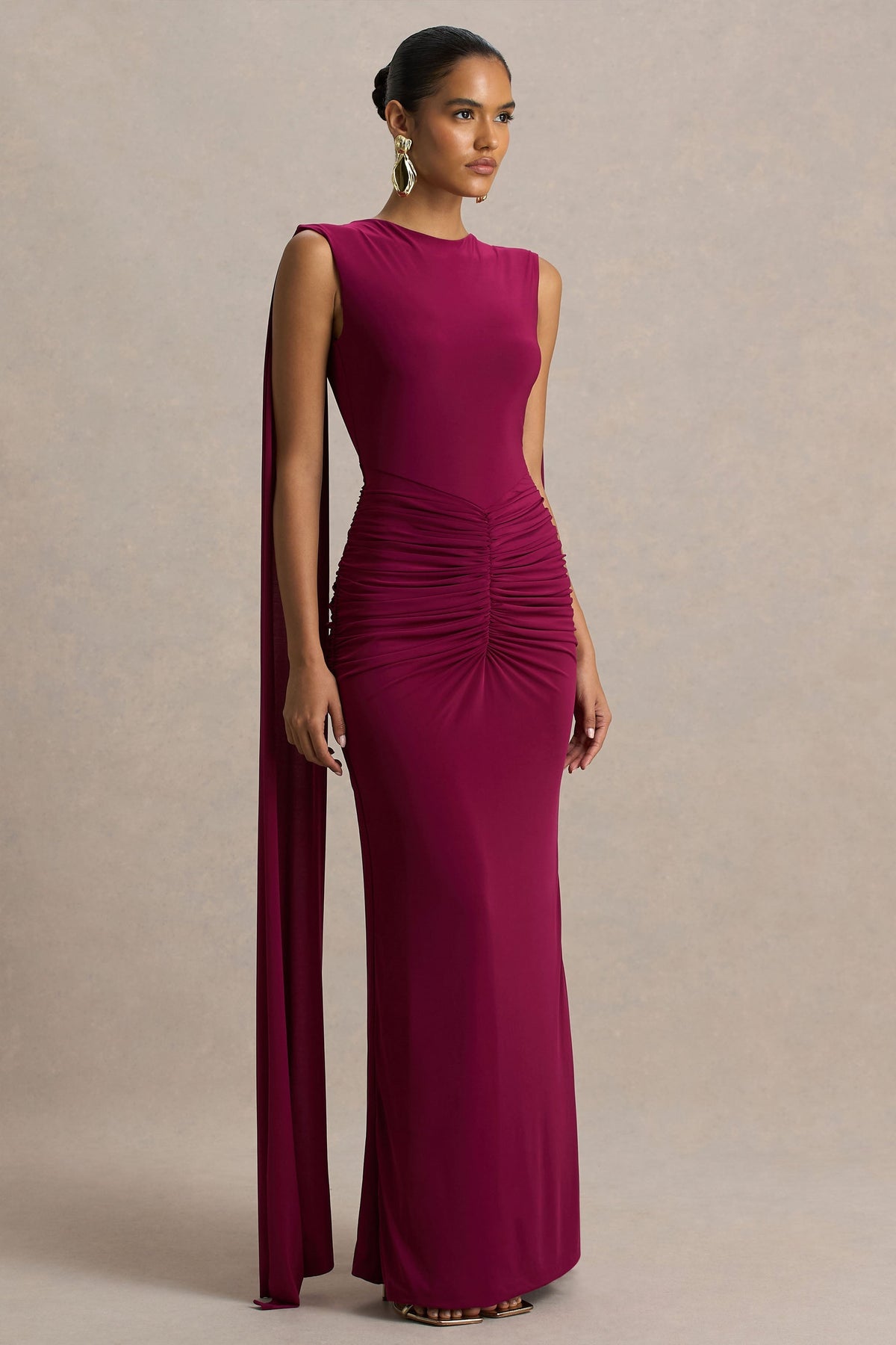 Meredith Burgundy Open Back Maxi Dress