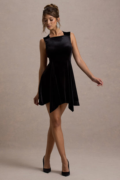 Thea Velvet Dress with Draped Asymmetric Hem
