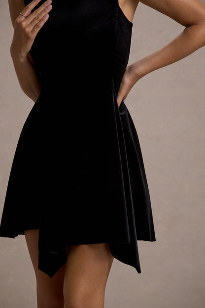 Thea Velvet Dress with Draped Asymmetric Hem