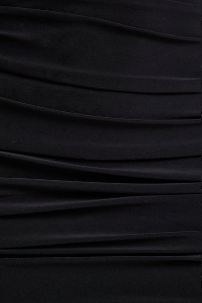 Elle Black Dress with One Shoulder and Cape Sleeve